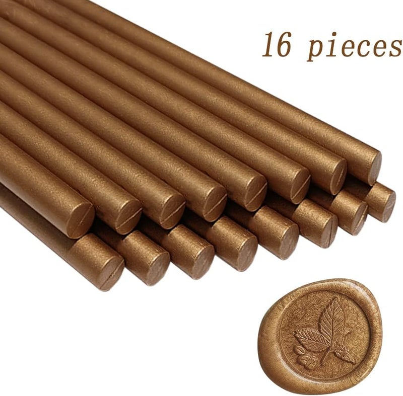 ANBOSE Wax Seal Sticks, 16 Pieces Glue Gun Sealing Wax Sticks for Wax Seal Stamp, Brown Wax Seal Stick for 0.44 Inch Glue Gun, for Wedding Invitations, Cards, Envelopes - Image 2